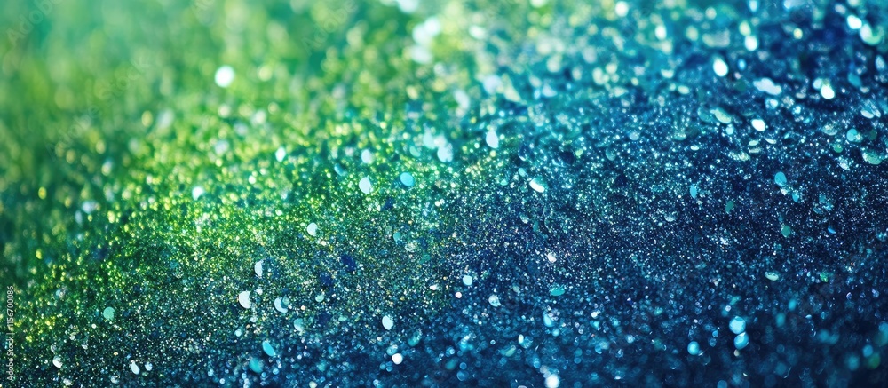 Poster glittering green and blue background texture with open space for text and design elements