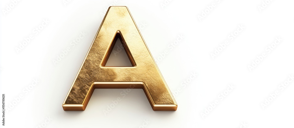 Aufkleber elegant gold 3d uppercase letter a on a white background creating a stylish template for personalize