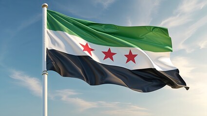 Syria new flag, freedom, change and concept of revolution