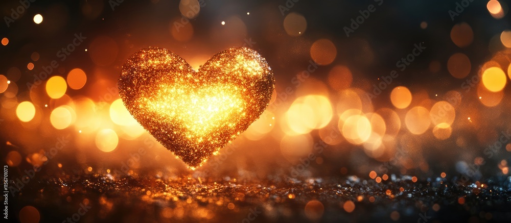 Poster glowing heart shaped bokeh abstract background with swirling lights and space for your custom text o
