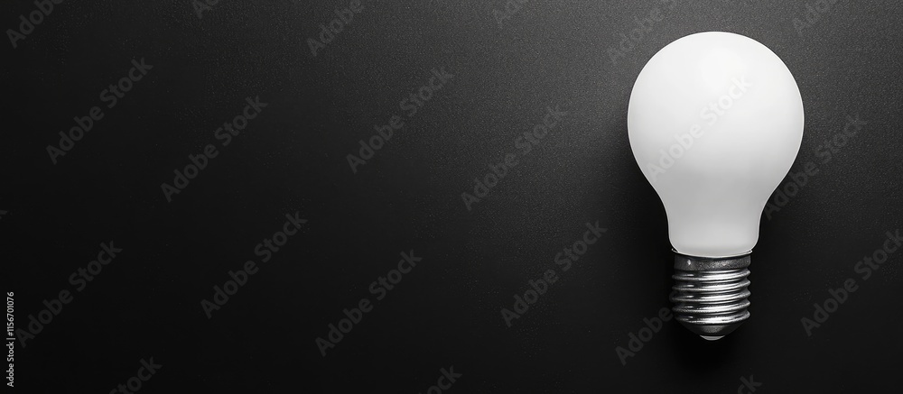 Poster illuminated light bulb in dark setting providing ample empty space for creative text placement and d