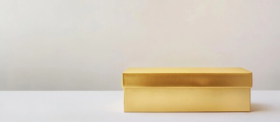 Elegant golden gift box on a clean white background offering ample space for personalized text or festive messaging design.
