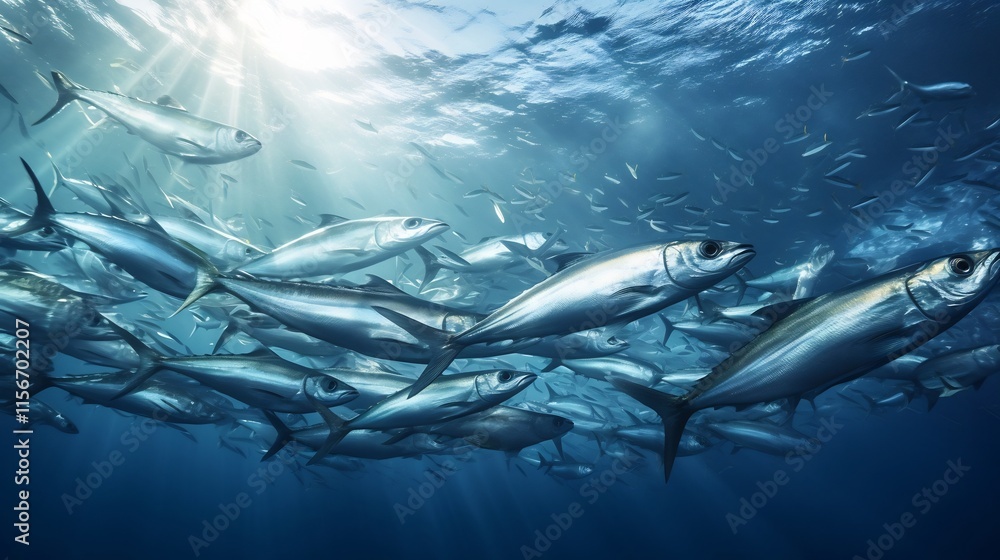 Poster a shoal of herring creating a mesmerizing silver shimmer their synchronized movements casting an eth