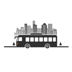 City Bus Silhouette Urban Transportation Public Transit Cityscape Background