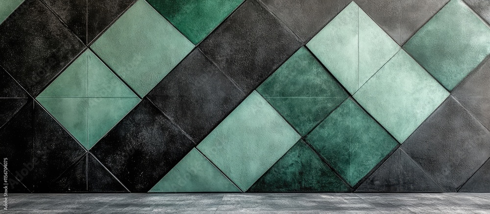 Poster geometric green and black outdoor wall tile design featuring ample empty space for customizable text