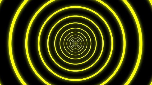 hypnotic loop graphic, glowing monochromatic HD animation of concentric blue circles getting bigger on black background. Seamless loop.