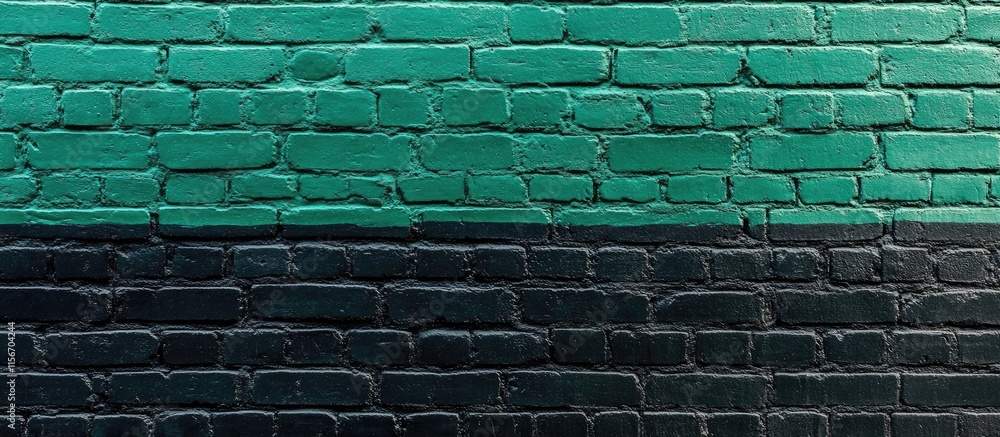 Poster green and black abstract painted brick wall texture ideal for backgrounds with copy space for text o