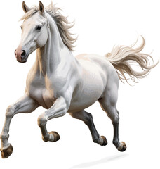 Vector image of a stallion running gallantly on a white background.