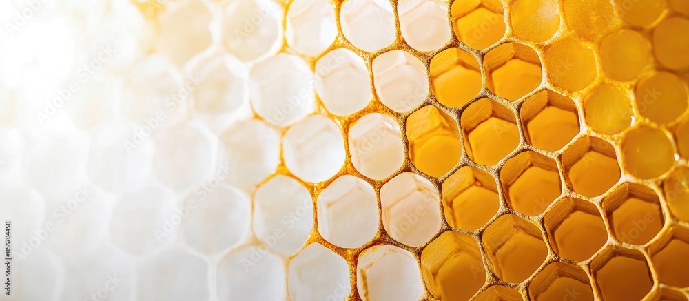 Poster golden honeycomb texture with subtle white background ideal for creative text overlay and design pro