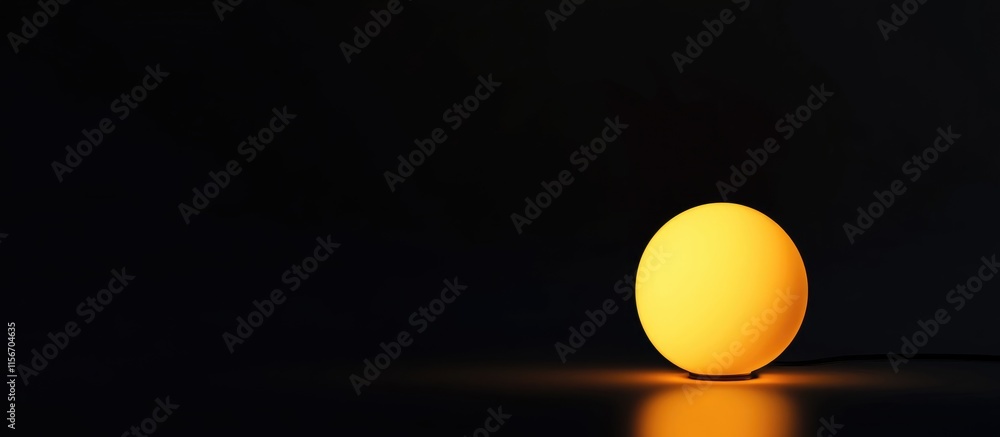 Poster glowing yellow lamp illuminating darkness creating a tranquil ambiance with space for text or design