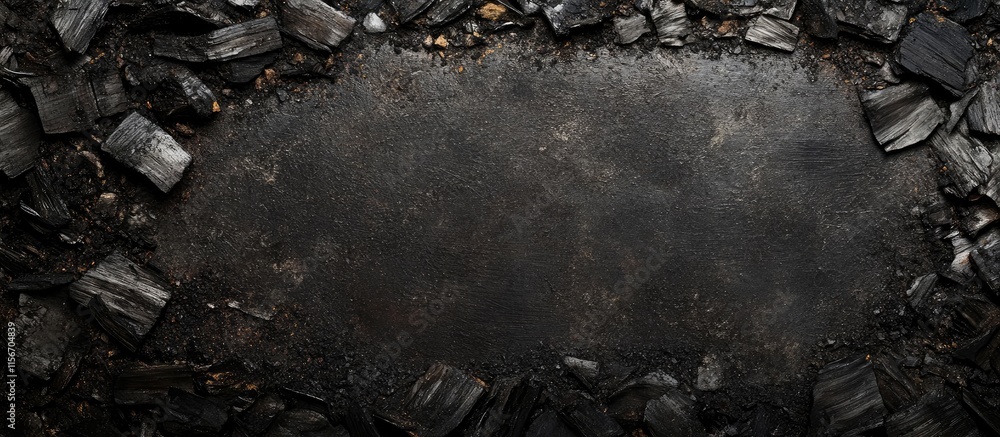 Aufkleber glowing charcoals and ashes for grilling with empty space for text in a dark background perfect for 