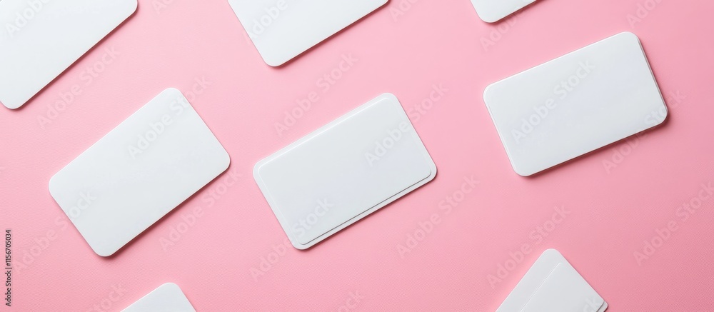 Poster gift card mockup collection on pink background with blank space for customization and design element