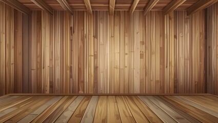 Empty Wooden Room - Rustic Interior Background