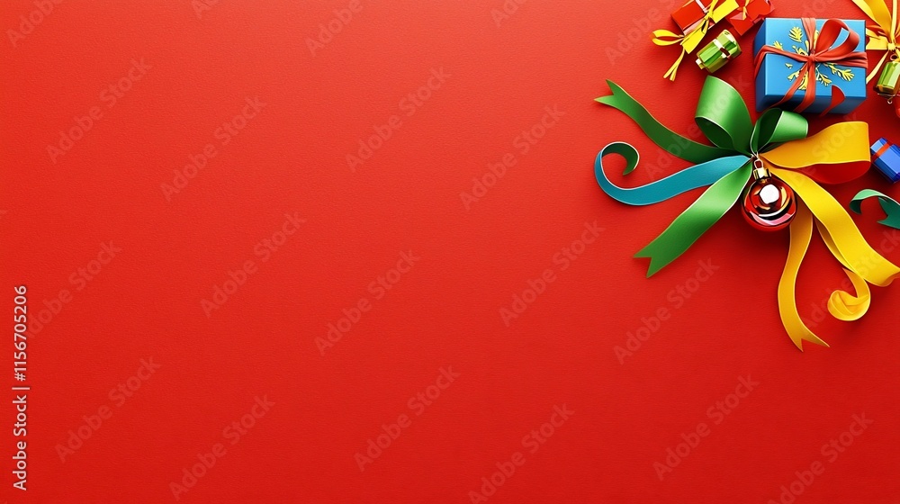 Poster glittering gold taels and vibrant patterns on a festive red backdrop with an open text area for copy