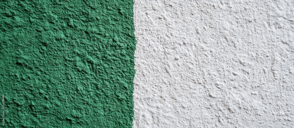 Poster green and white textured cement wall background with ample empty copy space for creative text or des
