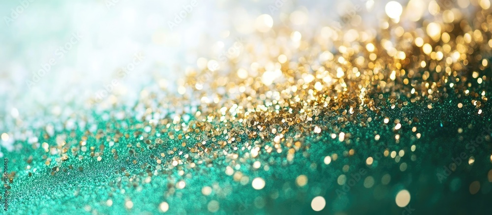 Poster abstract luxury green and white background with golden bokeh lights ideal for springtime design and 