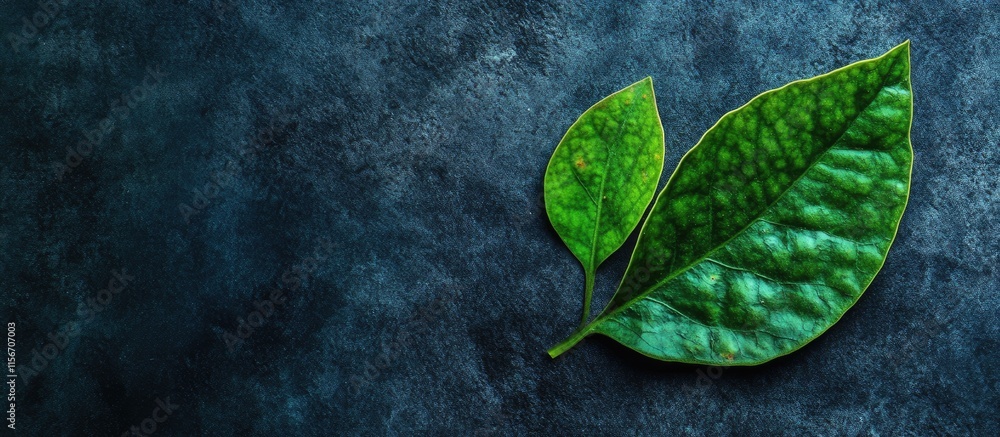 Poster green algae leaves on dark background with empty space for text ideal for graphic design and nature 