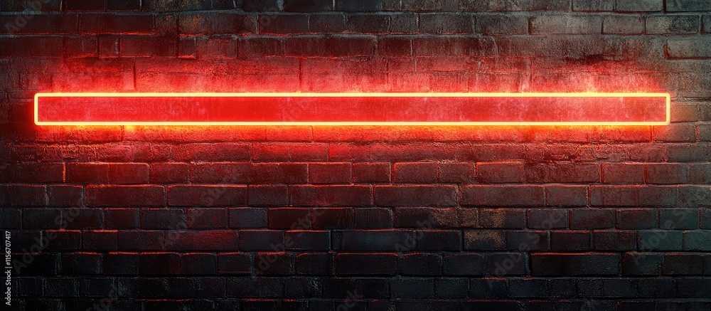 Poster neon light border against a textured brick wall creating an inviting space for custom text or brandi