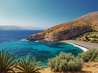 Fototapeta premium view of the coast of crete greece