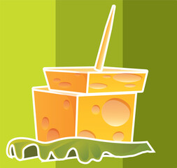 Playful Cheese Illustration with Dripping Effect – Vibrant Vector Design for Food Branding, Dairy Promotions, and Creative Projects