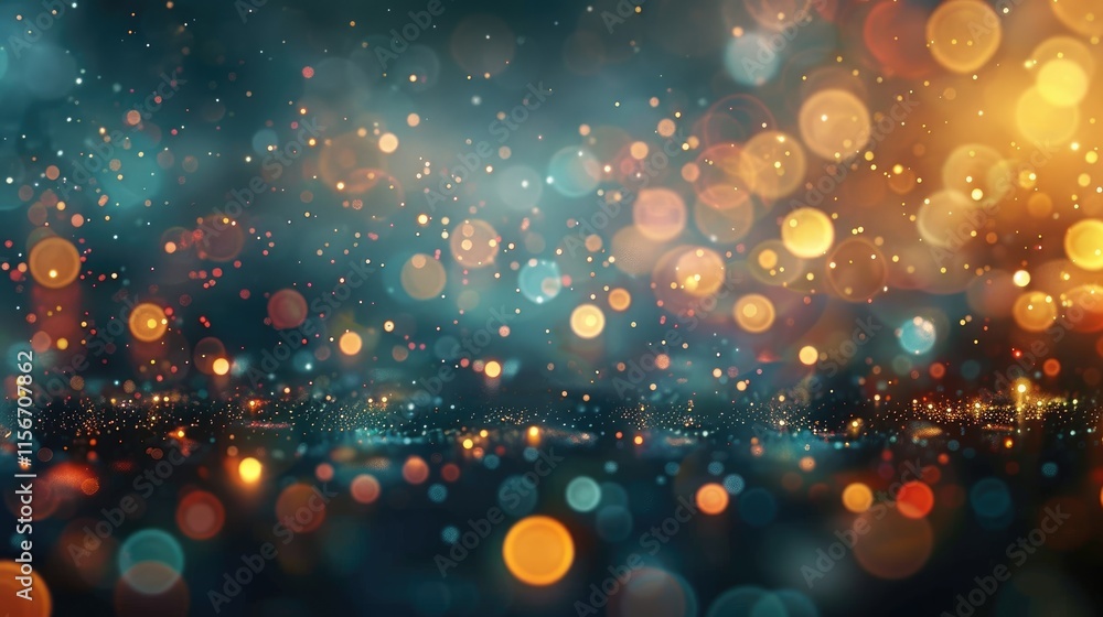 Poster a vibrant, abstract background featuring colorful bokeh lights and soft textures.