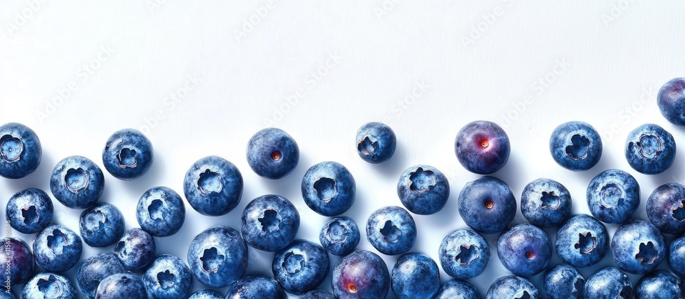 Poster blueberries resting on a white background ideal for breakfast promotions and healthy eating concepts