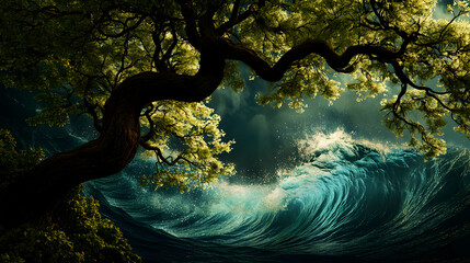 Tree in Harmony with Ocean Waves