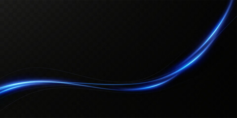 Neon blue lines of speed and fast wind. The effect of moving at the speed of light.