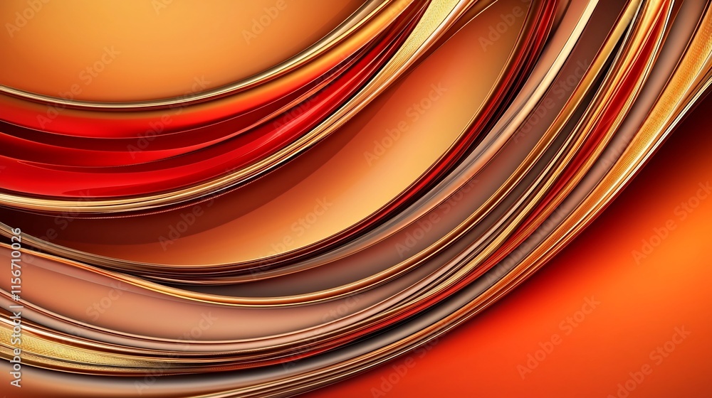 Poster elegant red and gold ribbon swirls forming a central focal point in a festive three dimensional digi