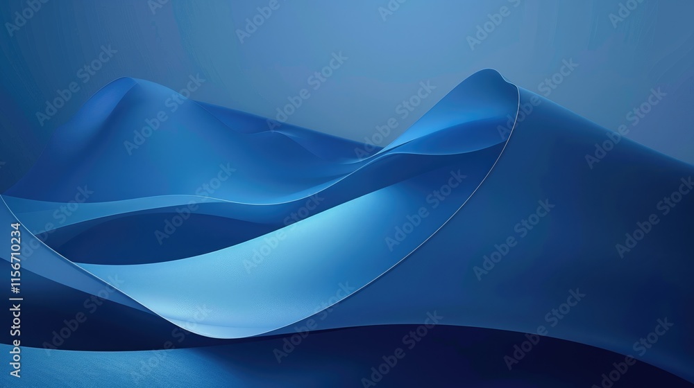 Poster abstract blue waves create a serene and calming atmosphere.