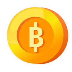 Thai Baht (THB) sign icon gold gradient 3D vector illustration coin currency money