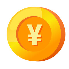 yen JPY OR Chinese Yuan (CNY) sign icon gold gradient 3D vector illustration coin currency money