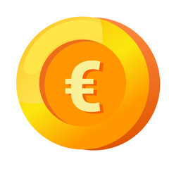 euro sign icon gold gradient 3D vector illustration coin currency money