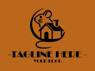 Mouse near house, House mouse vektor and background and business name. Perfect for real estate or property management marketing materials and advertisements
