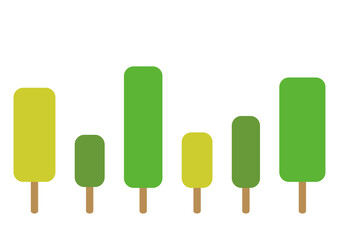 緑のかわいい並んだ木々