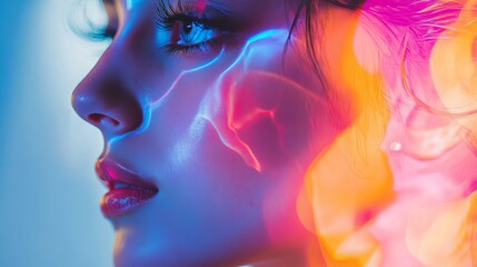 Neon Dreams: A Portrait of Feminine Beauty