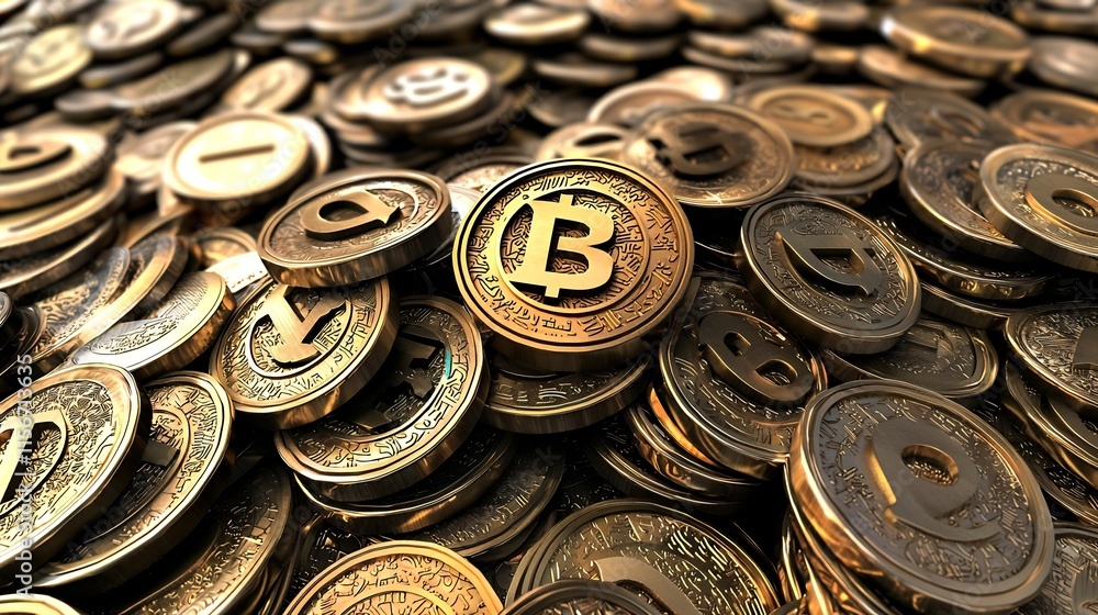 Poster lunar new year coin pile on minimalist background with seamless text zone for and prosperity 3d with