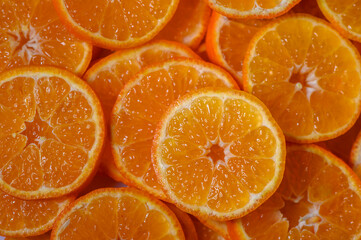 Vibrant orange citrus slices arranged beautifully for a fresh and healthy snack