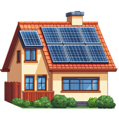 Fototapeta premium Eco Friendly House with Solar Panels Sustainable Home Design Renewable Energy