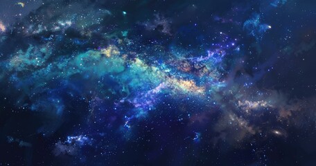 Fototapeta premium A vibrant cosmic scene depicting a colorful galaxy filled with stars and nebulae.