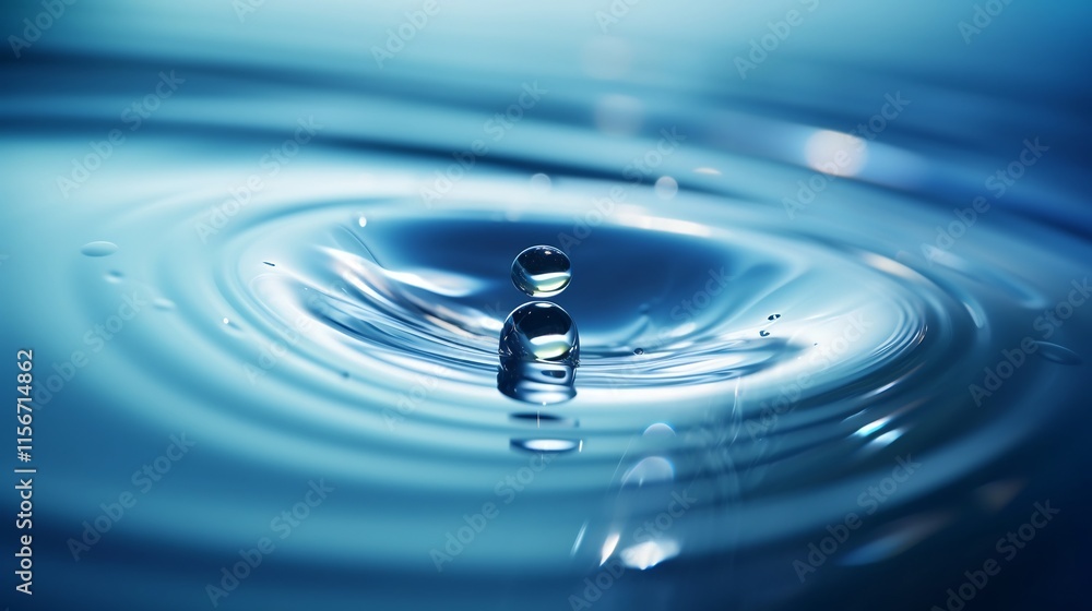 Aufkleber captivating close up shot showcasing the dynamic splash of a water droplet creating mesmerizing ripp