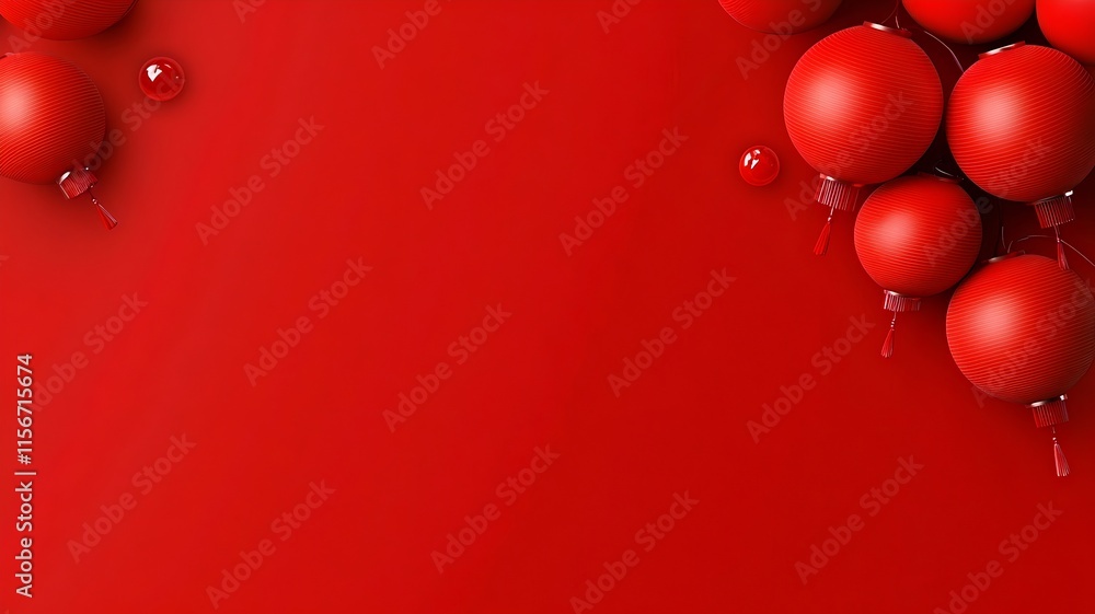 Poster elegant and minimalist chinese lanterns floating on a serene gradient background providing a blank t