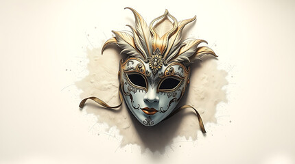 Mardi Gras Masks with sequins, Stunning Mardi Gras mask adorned with feathers and sequins, representing elegance and festivity
