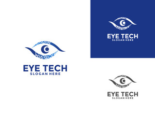 Digital Eye tech logo vector design template. Vision Futuristic logo design concept