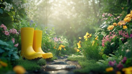 The Yellow Boots in Garden