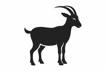 goat silhouette icon vector white