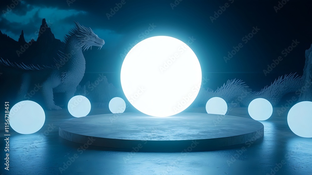 Poster mesmerizing 3d featuring a dragon motif with glowing luminous accents set against a gradient backdro