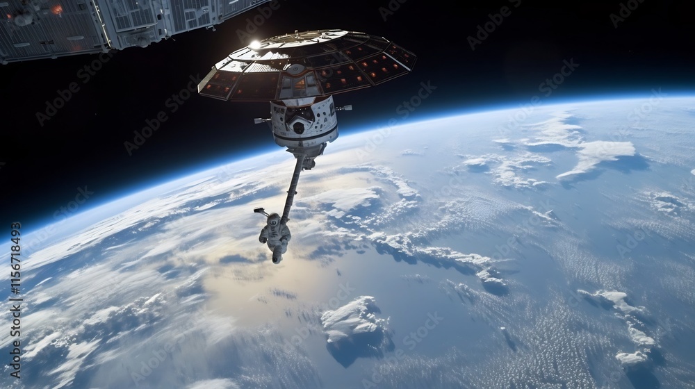 Poster astronauts on a routine mission aboard the international space station unexpectedly spot a mysteriou