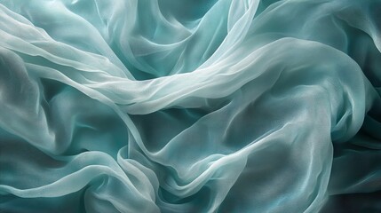 Fototapeta premium Elegant Draped Teal Silk Fabric Texture