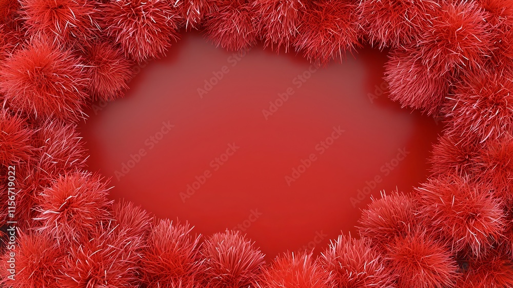 Poster mesmerizing 3d of vivid fireworks bursting over a sleek bold red background with a reserved text zon